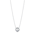 Front view of Initial Letter CZ Necklace in Sterling Silver, L