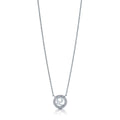 Front view of Initial Letter CZ Necklace in Sterling Silver, Q