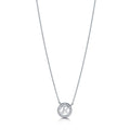 Front view of Initial Letter CZ Necklace in Sterling Silver, R