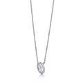 Angle view of Initial Letter CZ Necklace in Sterling Silver, V