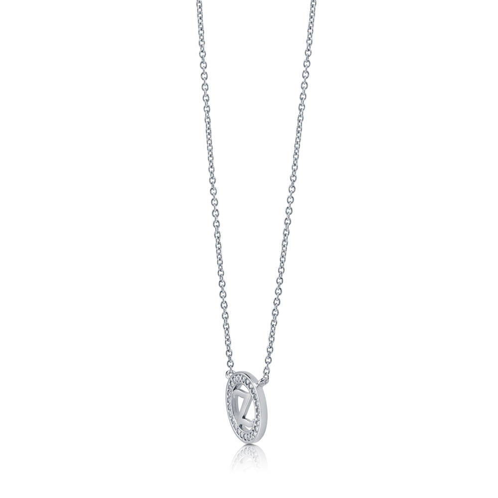 Angle view of Initial Letter CZ Necklace in Sterling Silver, Z