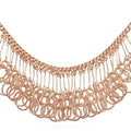 Front view of Open Circle Lightweight Statement Necklace in Brass, Rose Gold-Tone