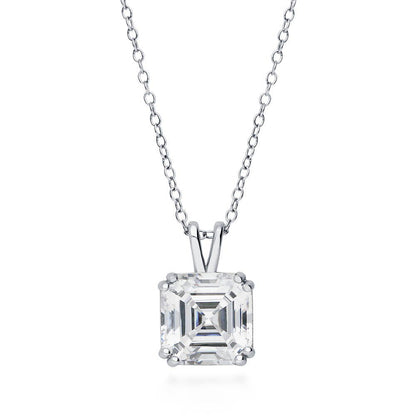 Solitaire 3ct/3.2ct Asscher CZ Set in Sterling Silver