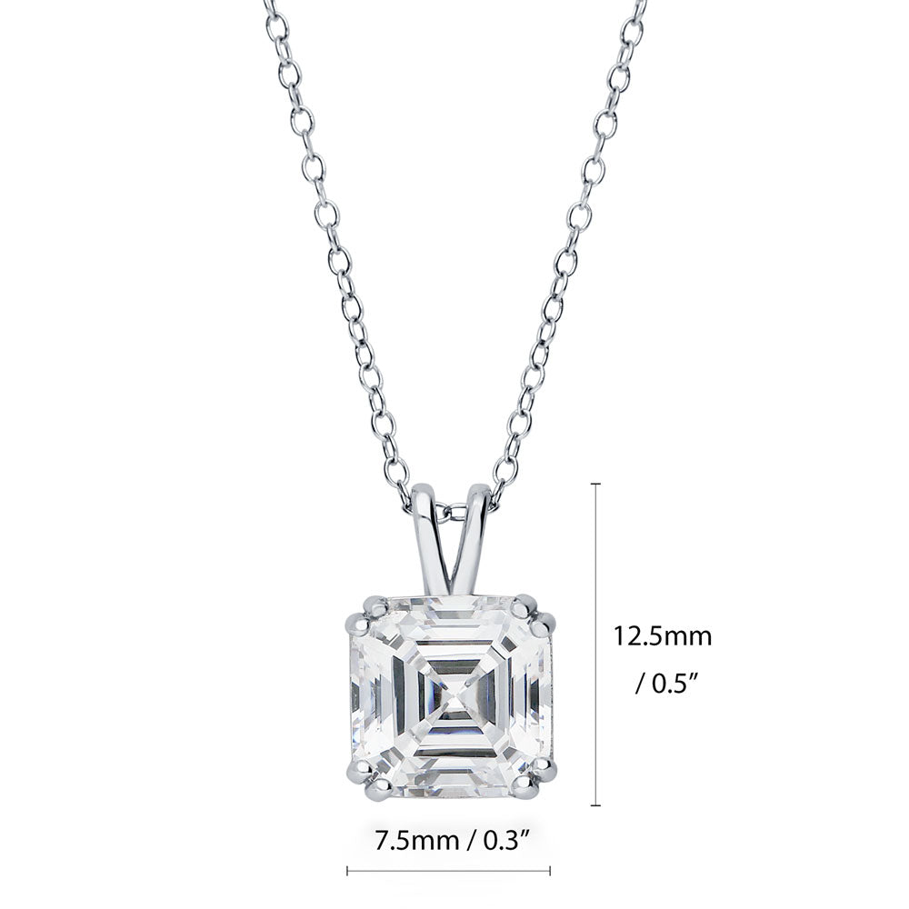 Angle view of Solitaire 3ct/3.2ct Asscher CZ Set in Sterling Silver, 9 of 17