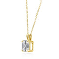 Front view of Solitaire 3ct Asscher CZ Necklace in Sterling Silver, Yellow Gold Flashed