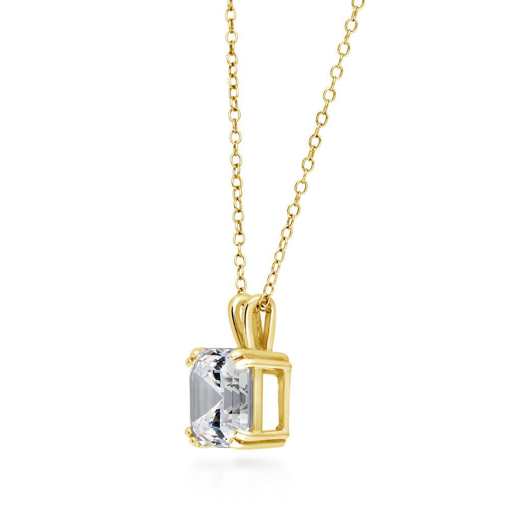 Front view of Solitaire CZ Layered Necklace Set in Gold Flashed Sterling Silver, 9 of 15