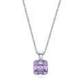 Solitaire 3ct Asscher CZ Necklace in Sterling Silver