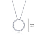 Angle view of Open Circle CZ Necklace in Sterling Silver, Rhodium Plated