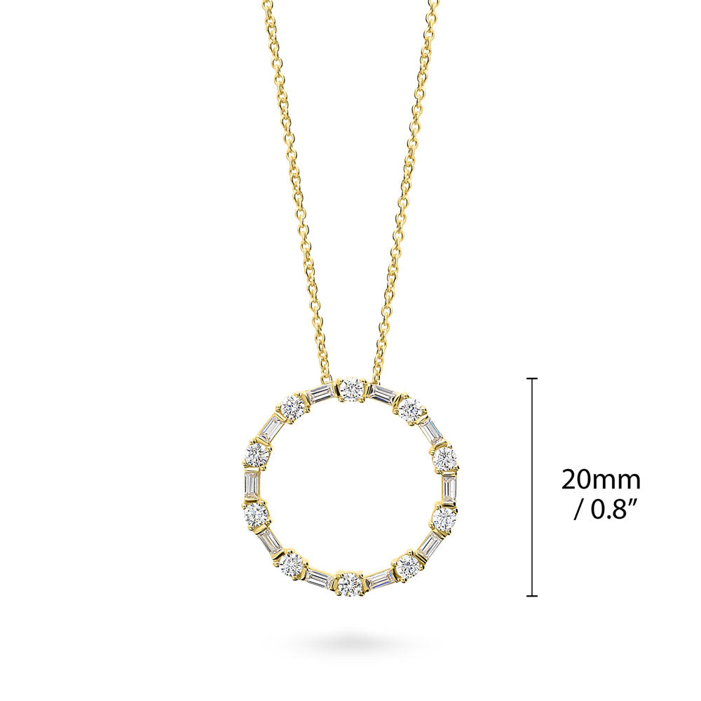 Angle view of Open Circle CZ Necklace in Sterling Silver, Yellow Gold Flashed