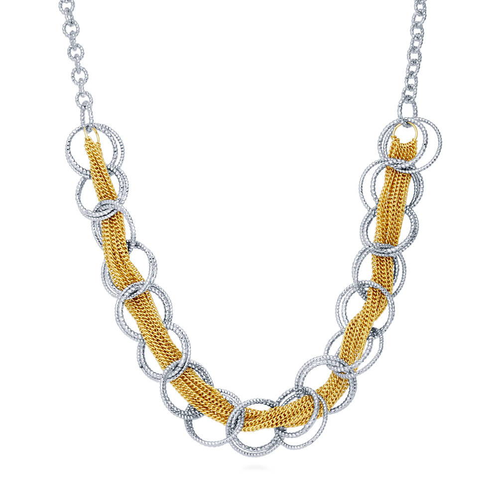 Open Circle Statement Necklace, Gold-Tone And Silver-Tone