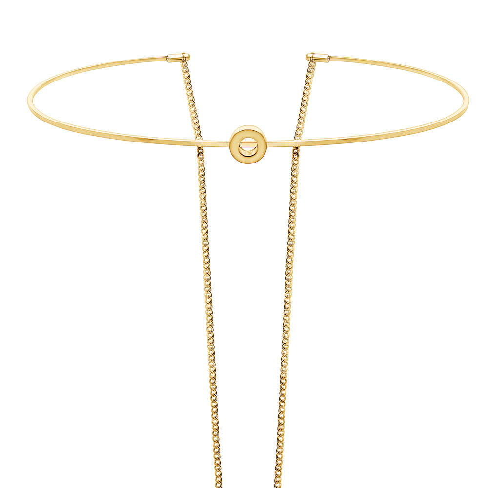 Front view of Open Circle Layered Choker, Gold-Tone