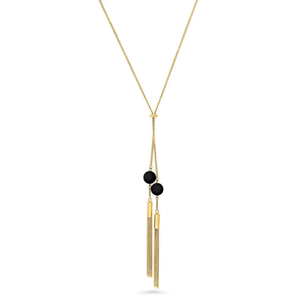 Tassel Ball Bead Lariat Necklace