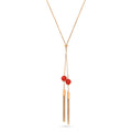 Tassel Bead Lariat Necklace, Rose Gold-Tone