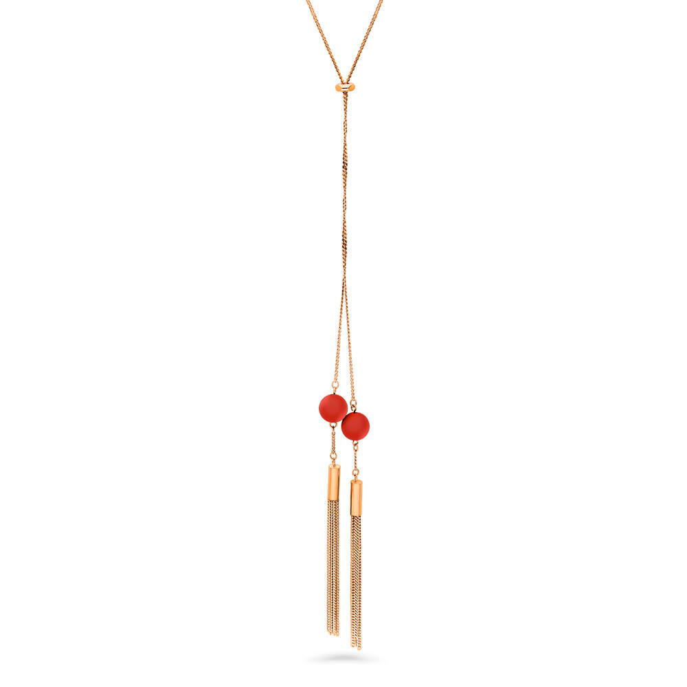 Tassel Ball Bead Lariat Necklace