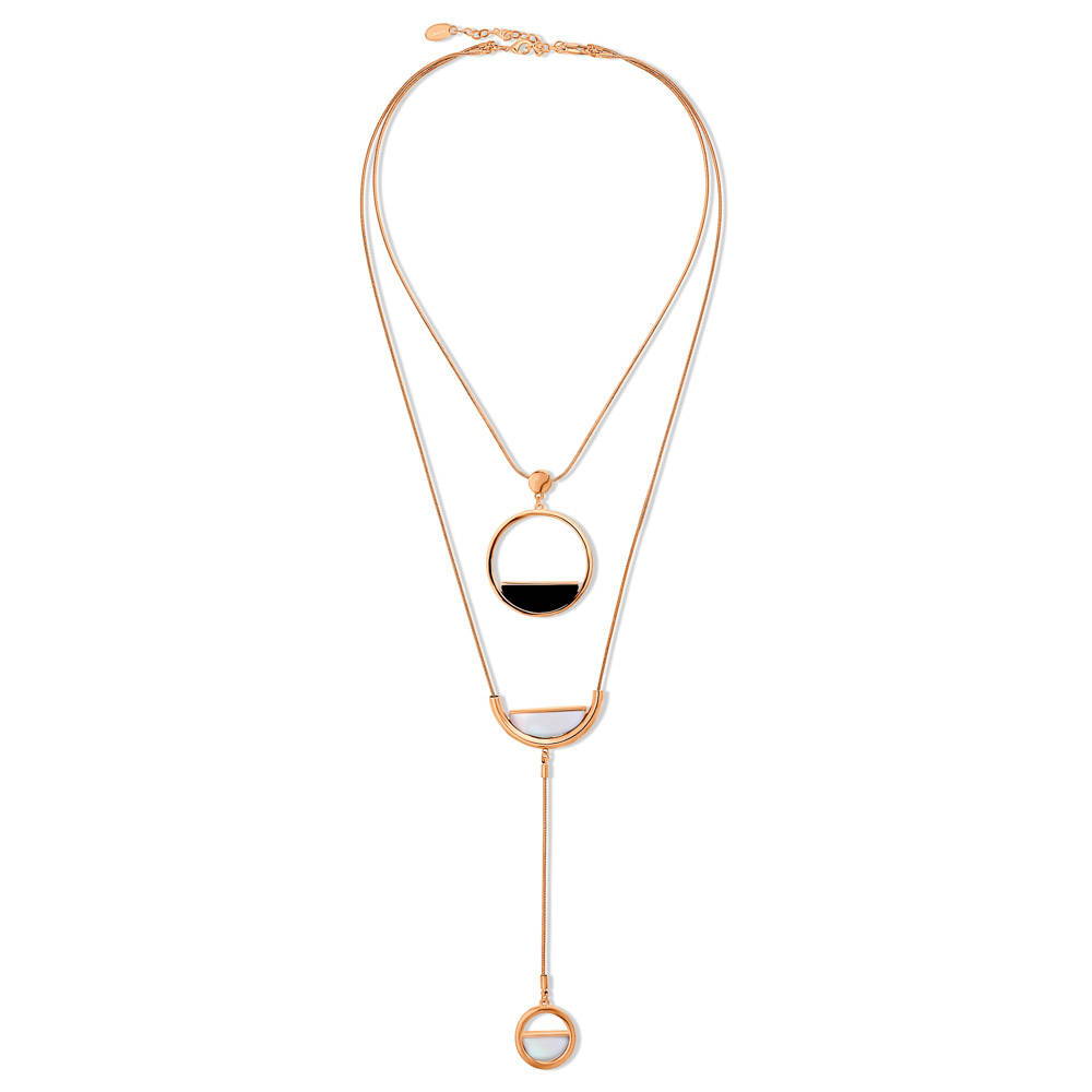 Open Circle Layered Necklace, Rose Gold-Tone