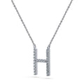 Front view of Initial Letter CZ Necklace in Sterling Silver, H