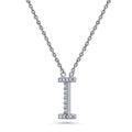 Front view of Initial Letter CZ Necklace in Sterling Silver, I