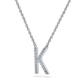 Front view of Initial Letter CZ Necklace in Sterling Silver, K