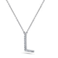 Front view of Initial Letter CZ Necklace in Sterling Silver, L