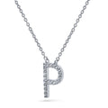 Front view of Initial Letter CZ Necklace in Sterling Silver, P