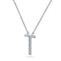 Front view of Initial Letter CZ Necklace in Sterling Silver, T