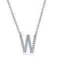 Front view of Initial Letter CZ Necklace in Sterling Silver, W