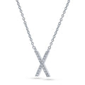 Front view of Initial Letter CZ Necklace in Sterling Silver, X