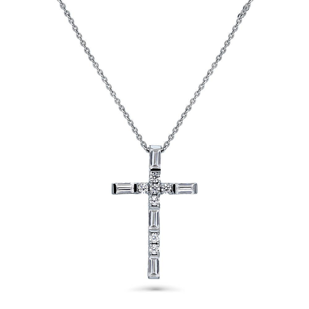 Cross CZ Pendant Necklace in Sterling Silver