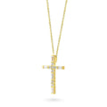 Front view of Cross CZ Pendant Necklace in Sterling Silver, Yellow Gold Flashed