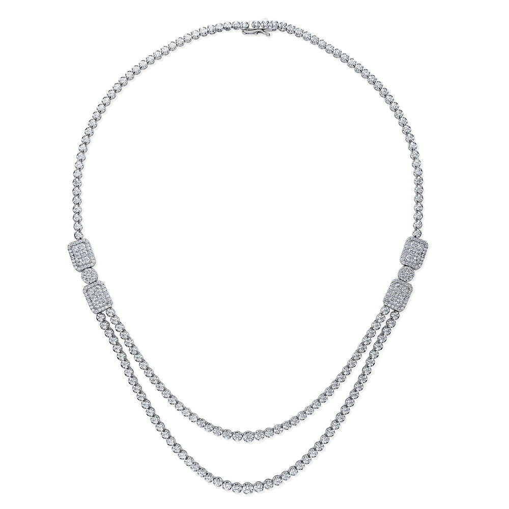 Art Deco CZ Tennis Necklace in Sterling Silver, 1 of 8