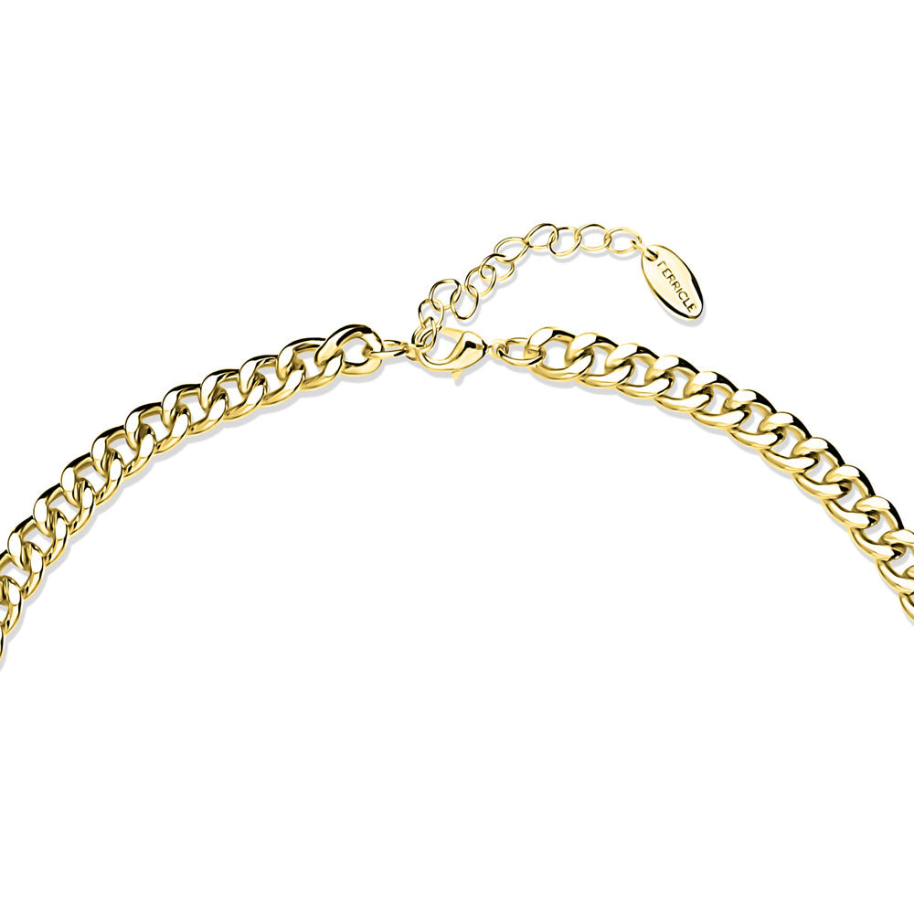 Front view of Lightweight Curb Chain Necklace 7mm, Gold-Tone