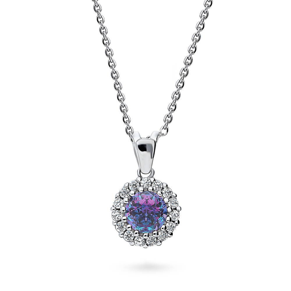 Halo Kaleidoscope CZ Necklace in Sterling Silver