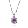 Halo Kaleidoscope CZ Necklace in Sterling Silver, Purple