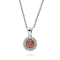 Halo Kaleidoscope CZ Necklace in Sterling Silver, Caramel