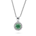 Halo Kaleidoscope CZ Necklace in Sterling Silver, Green