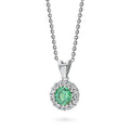 Front view of Halo Kaleidoscope CZ Necklace in Sterling Silver, Green