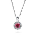 Halo Kaleidoscope CZ Necklace in Sterling Silver, Red