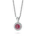 Front view of Halo Kaleidoscope CZ Necklace in Sterling Silver, Red