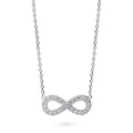 Infinity CZ Pendant Necklace in Sterling Silver, Rhodium Plated