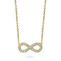 Infinity CZ Pendant Necklace in Sterling Silver, Yellow Gold Flashed