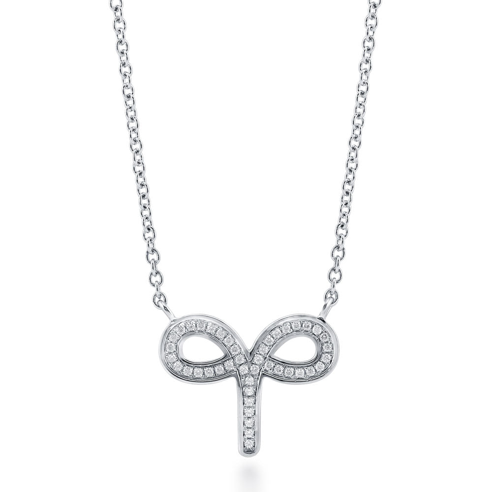 Zodiac Sign CZ Necklace in Sterling Silver, Aries