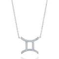 Zodiac Sign CZ Necklace in Sterling Silver, Gemini