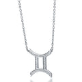 Front view of Zodiac Sign CZ Necklace in Sterling Silver, Gemini