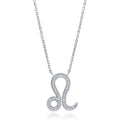 Zodiac Sign CZ Necklace in Sterling Silver, Leo