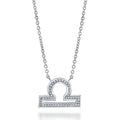 Zodiac Sign CZ Necklace in Sterling Silver, Libra