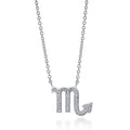 Zodiac Sign CZ Necklace in Sterling Silver, Scorpio