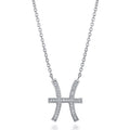 Zodiac Sign CZ Necklace in Sterling Silver, Pisces