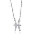 Front view of Zodiac Sign CZ Necklace in Sterling Silver, Pisces