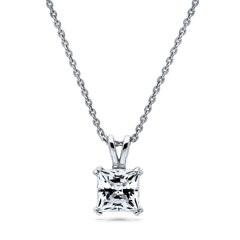 Solitaire CZ Necklace in Sterling Silver