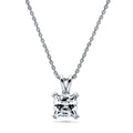 Solitaire CZ Necklace in Sterling Silver, Princess Cut / Clear